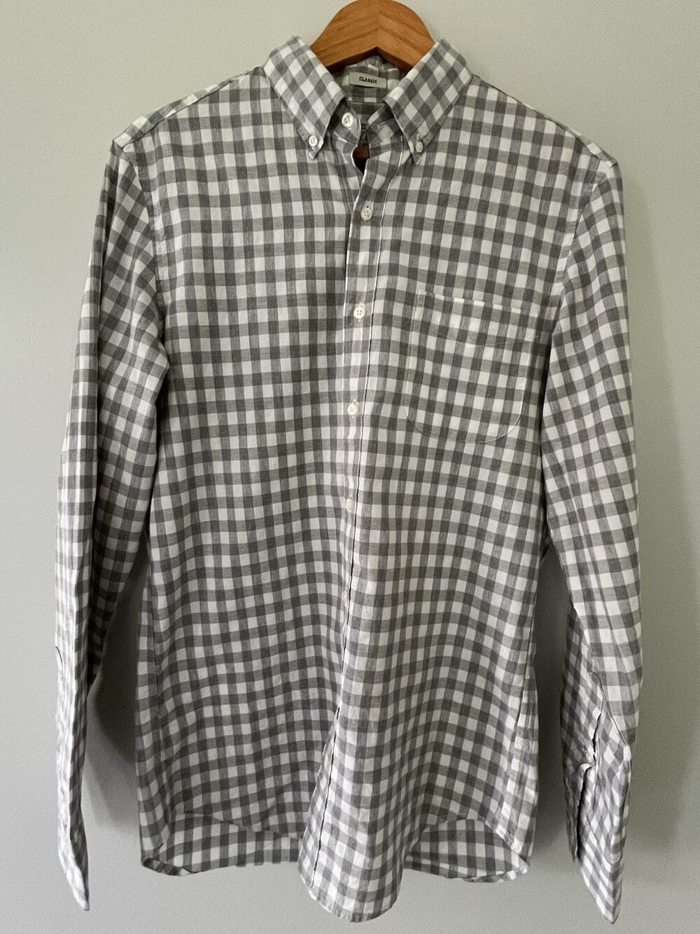 J Crew Organic Cotton Plaid Shirt β Small β Gray & White Check